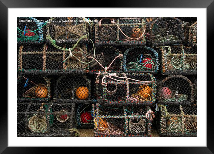 lobster pots Framed Mounted Print by kathy white