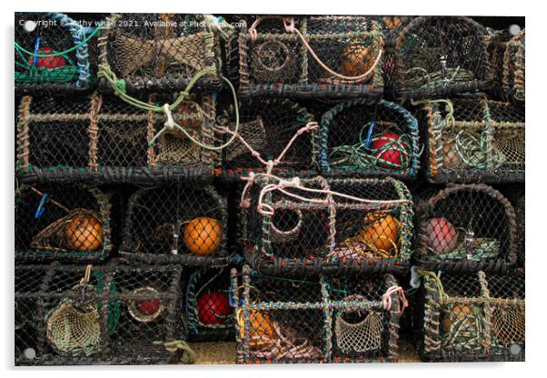 lobster pots Acrylic by kathy white