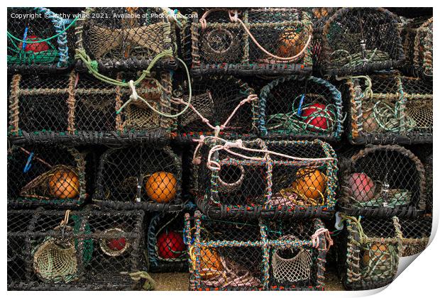 lobster pots Print by kathy white