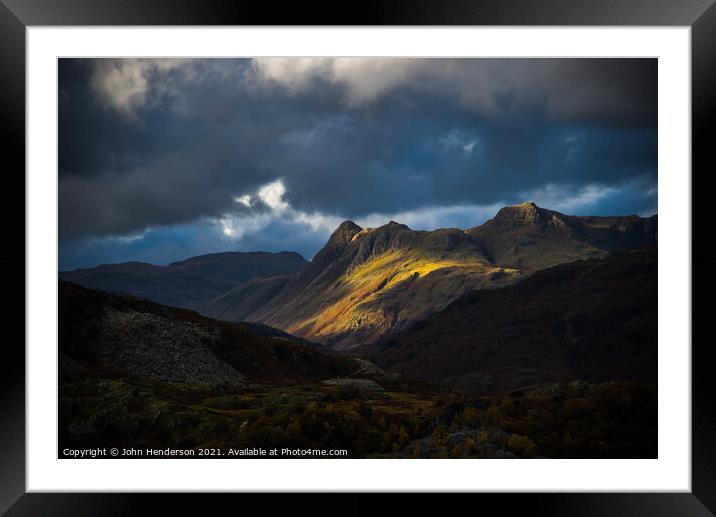 Langdale pikes in. Autumn. Framed Mounted Print by John Henderson