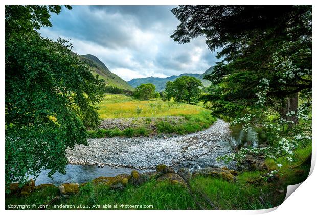 Lake District valley Grisdale. Print by John Henderson