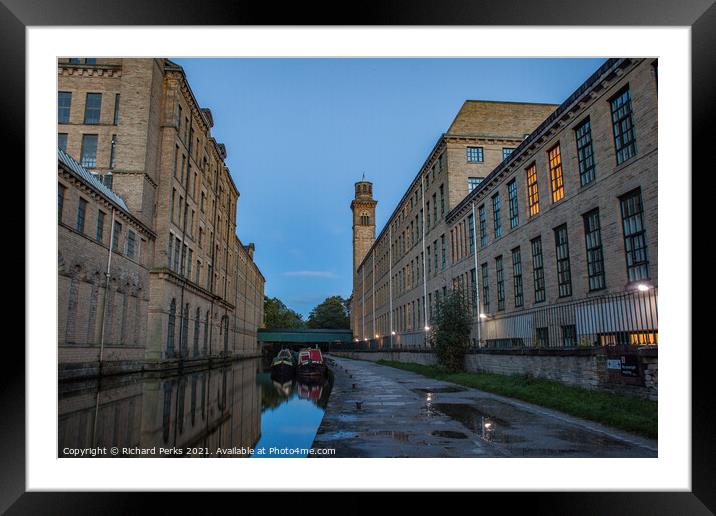 Leeds - Liverpool canal at Saltaire  Framed Mounted Print by Richard Perks