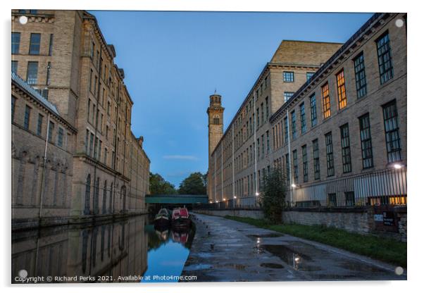 Leeds - Liverpool canal at Saltaire  Acrylic by Richard Perks