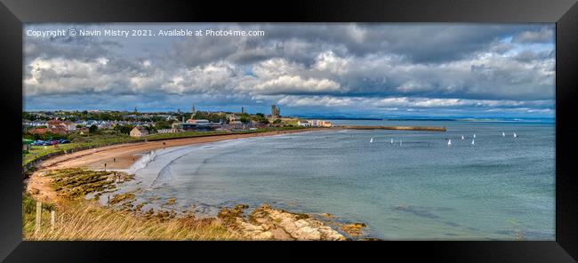 St. Andrews East Sands Panorama  Framed Print by Navin Mistry