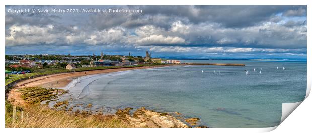 St. Andrews East Sands Panorama  Print by Navin Mistry