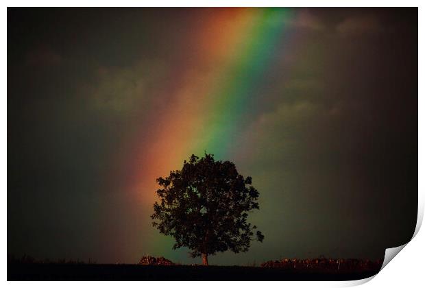 storm Light and rainbow Print by Simon Johnson