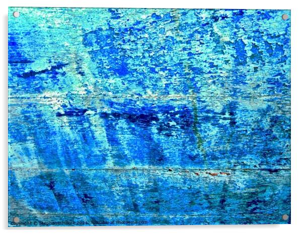 Flaking Blue paint Acrylic by Stephanie Moore