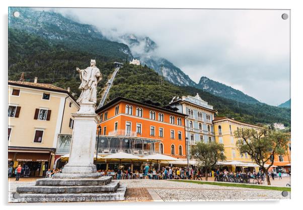 Riva del Garda, Italy - September 22, 2021: Colorful streets of  Acrylic by Joaquin Corbalan