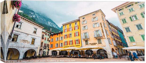 Riva del Garda, Italy - September 22, 2021: Colorful streets of  Canvas Print by Joaquin Corbalan