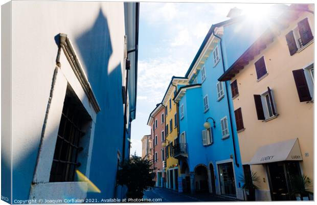 Verona, Italy - September 21, 2021: Nice street of a small Itali Canvas Print by Joaquin Corbalan