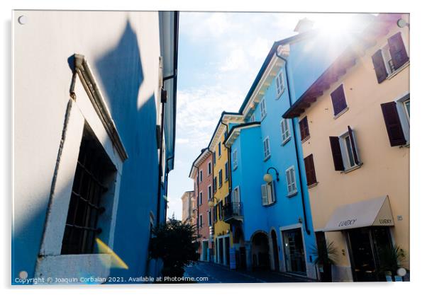 Verona, Italy - September 21, 2021: Nice street of a small Itali Acrylic by Joaquin Corbalan