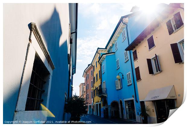 Verona, Italy - September 21, 2021: Nice street of a small Itali Print by Joaquin Corbalan