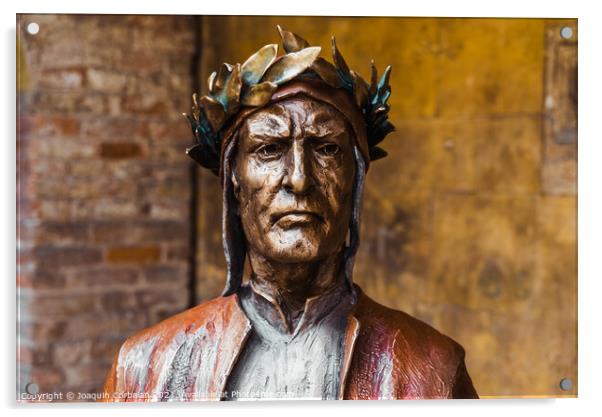 Verona, Italy - September 22, 2021: Bronze statue ofDante Aligh Acrylic by Joaquin Corbalan