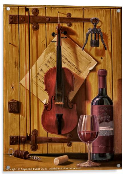 Wine and Accompaniment Acrylic by Raymond Evans