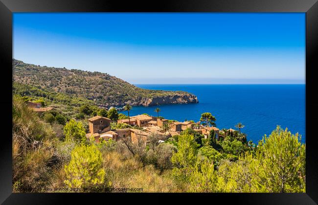Small village at the coast of Deia Framed Print by Alex Winter