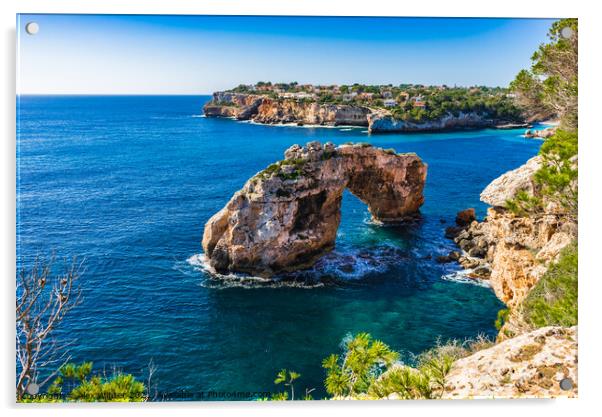 Famous natural rock arch, Es Pontas Acrylic by Alex Winter