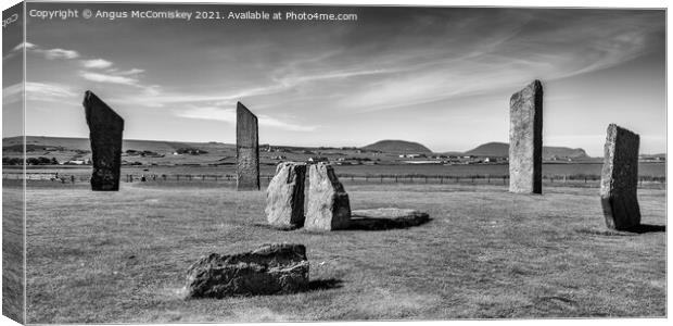 Standing Stones of Stenness, Mainland Orkney mono Canvas Print by Angus McComiskey
