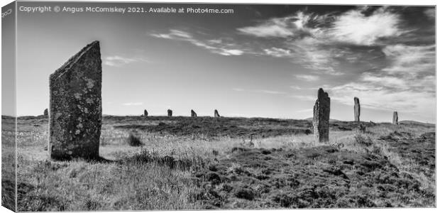 Ring of Brodgar stone circle, Mainland Orkney mono Canvas Print by Angus McComiskey