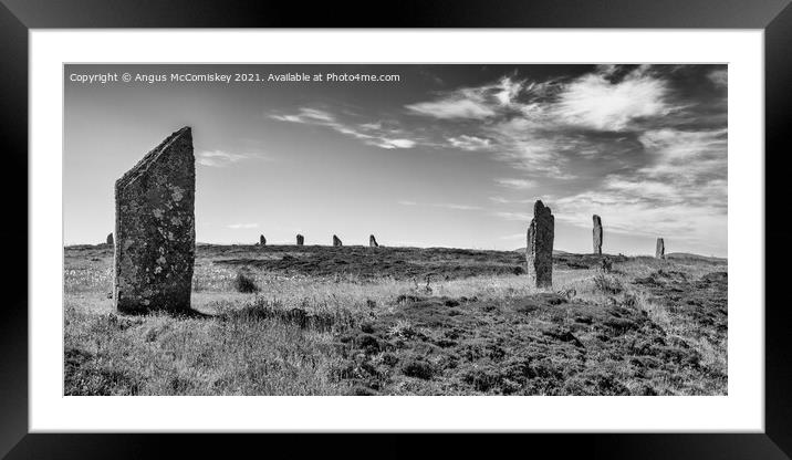 Ring of Brodgar stone circle, Mainland Orkney mono Framed Mounted Print by Angus McComiskey
