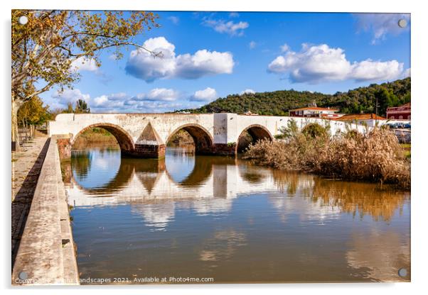 Roman Bridge At Silves Acrylic by Wight Landscapes