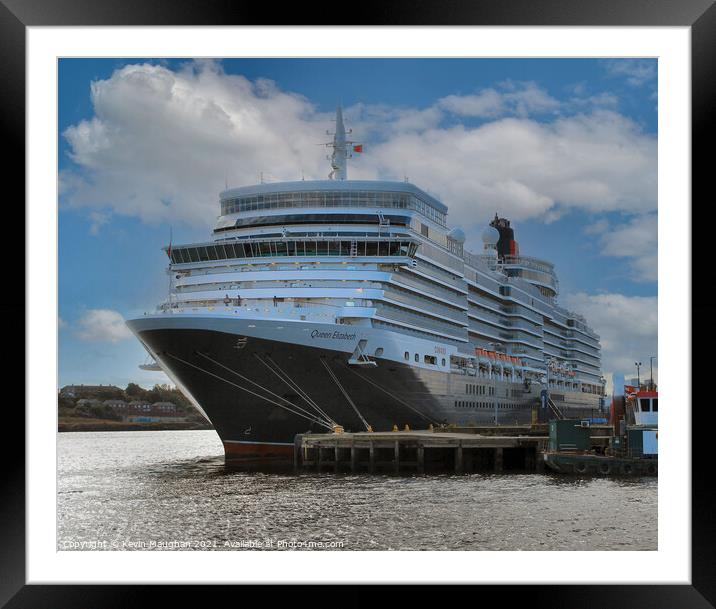 Majestic Arrival: The QEII at Port of Tyne Framed Mounted Print by Kevin Maughan