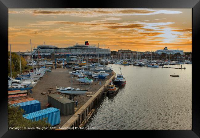 Queen Elizabeth II Cruise Liner Royal Quays Marina Framed Print by Kevin Maughan