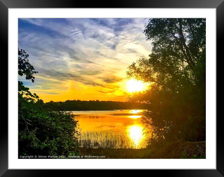 Evening at the lake Framed Mounted Print by Simon Marlow