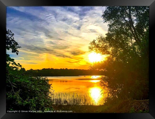 Evening at the lake Framed Print by Simon Marlow