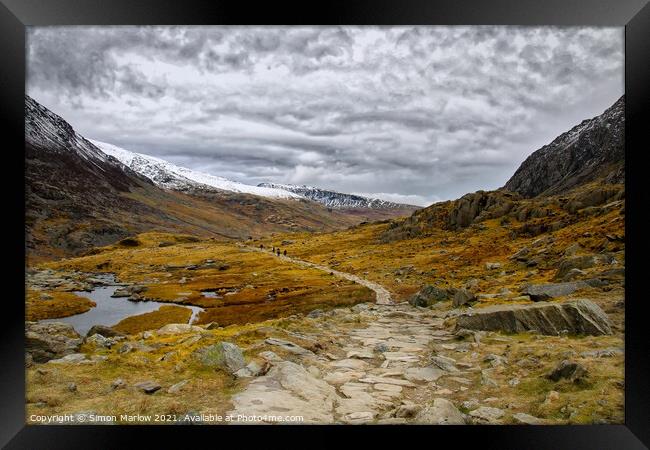 Winter in Snowdonia Framed Print by Simon Marlow