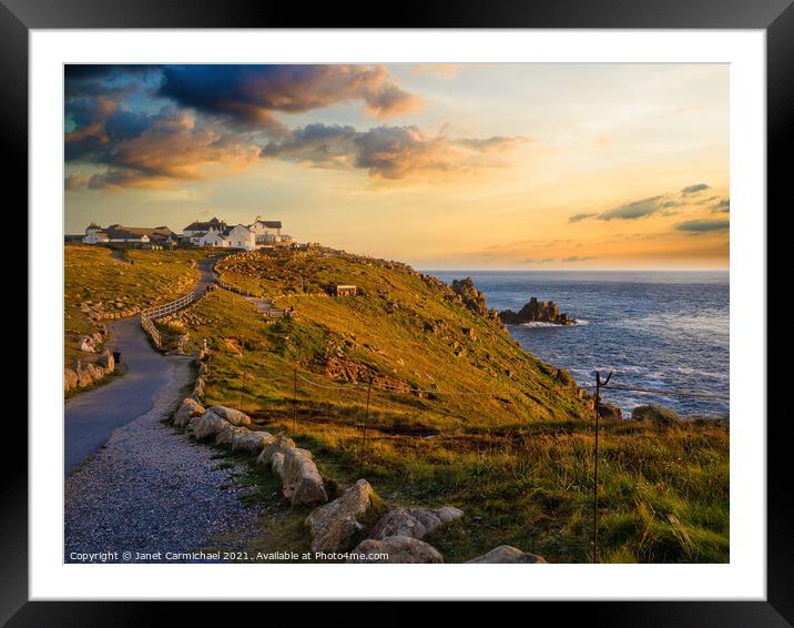 Majestic Lands End Sunset Framed Mounted Print by Janet Carmichael