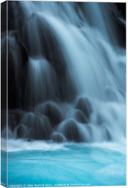 Blue Waterfalls Bruarfoss Iceland  Canvas Print by Giles Rocholl