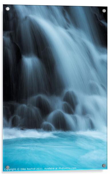 Blue Waterfalls Bruarfoss Iceland  Acrylic by Giles Rocholl