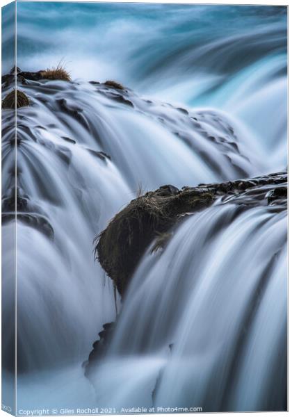Waterfalls Bruarfoss Iceland  Canvas Print by Giles Rocholl
