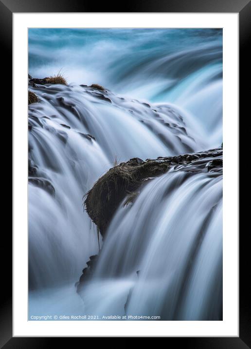 Waterfalls Bruarfoss Iceland  Framed Mounted Print by Giles Rocholl