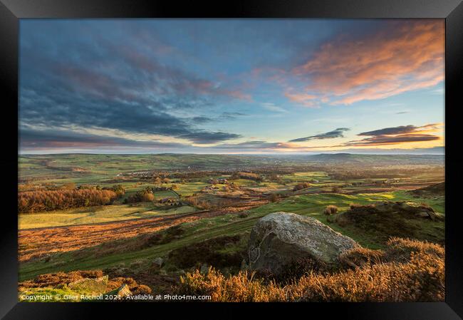 Sunrise Burley Moor Yorkshire Framed Print by Giles Rocholl