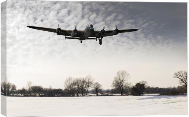 Nearly home - Lancaster limping back in winter Canvas Print by Gary Eason