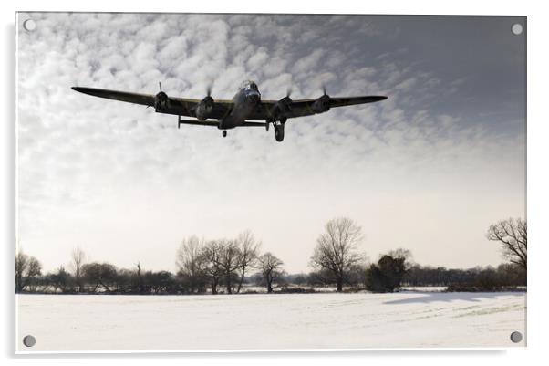 Nearly home - Lancaster limping back in winter Acrylic by Gary Eason