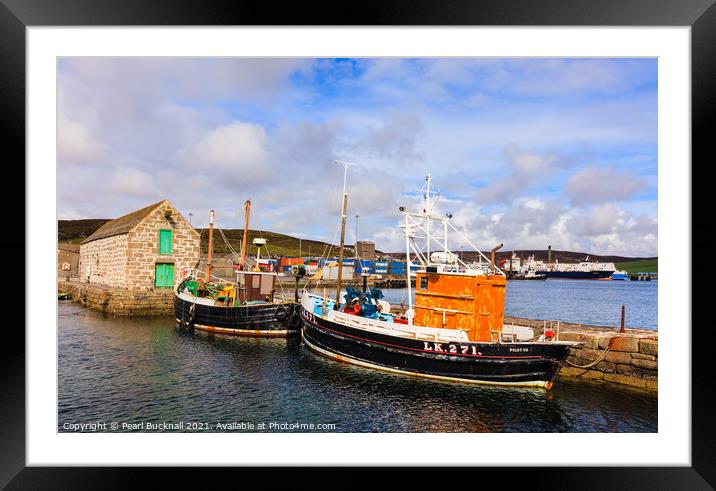 Old Fishing Boats Lerwick Shetland Isles Framed Mounted Print by Pearl Bucknall