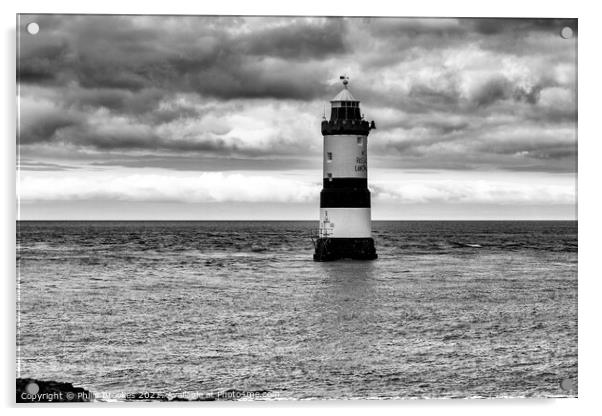Trwyn Du Lighthouse Acrylic by Philip Brookes