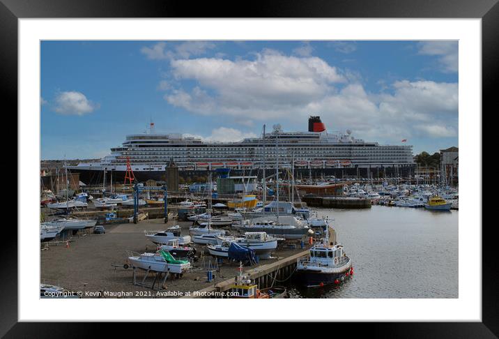 Royal Quays Marina With Queen Elizabeth II In Background Framed Mounted Print by Kevin Maughan