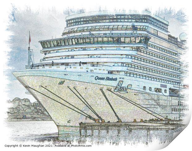 Queen Elizabeth II Cruise Liner Royal Quays Marina Print by Kevin Maughan