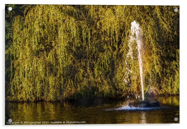 Beautiful fountain in a Liverpool park Acrylic by Phil Longfoot