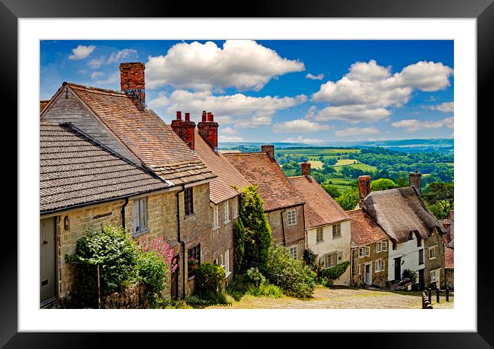 Gold hill Shaftsbury Framed Mounted Print by Kevin Britland