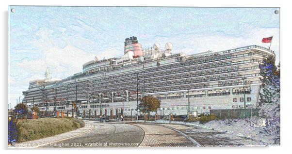 Queen Elizabeth II Cruise Liner Royal Quays Marina Acrylic by Kevin Maughan