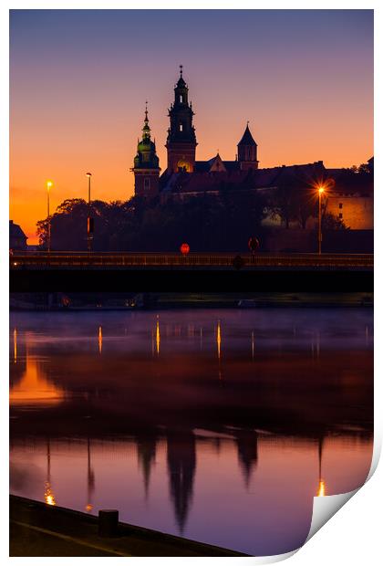 Wawel Castle And Cathedral In Krakow At Dawn Print by Artur Bogacki