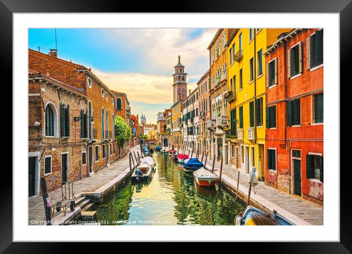Venice rio San Barnaba water canal. Italy Framed Mounted Print by Stefano Orazzini