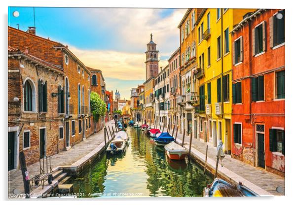 Venice rio San Barnaba water canal. Italy Acrylic by Stefano Orazzini