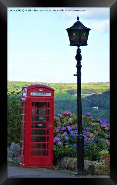 Captivating View from the Red Telephone Box Framed Print by Mark Chesters