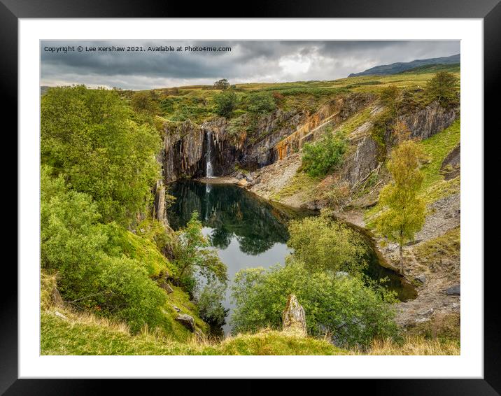 Serene Cascade in Banishead Quarry Framed Mounted Print by Lee Kershaw