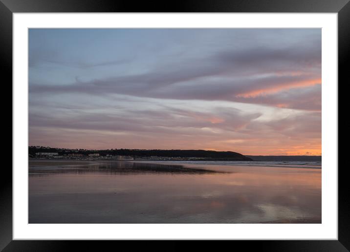 Westward Ho sea front sunset Framed Mounted Print by Tony Twyman